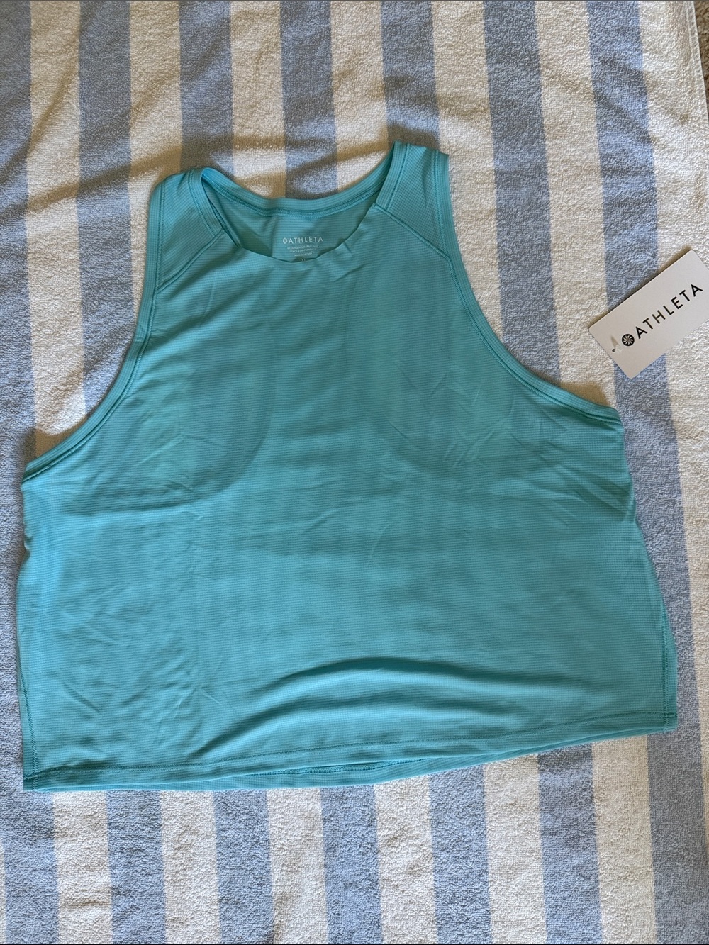 Athleta Grid Knit Singlet Aqua Teal Sleeveless Tank